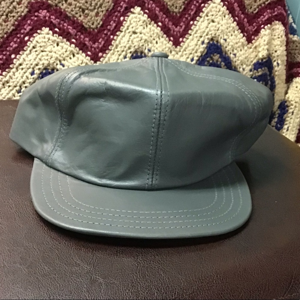 Gray leather ball cap